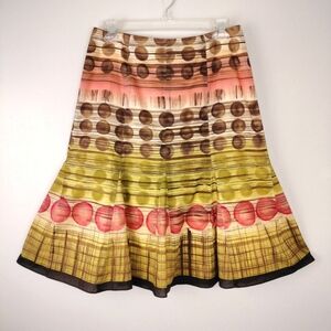 Talbot's 100% Cotton Fully Lined Olive/Brown/Cream Midi Skirt Sz. 4